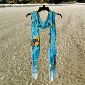 Disney Parks Exclusive Vintage Mickey Mouse Car Travel Route 66 Fringe Scarf